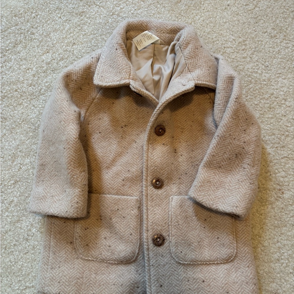 H&M Kids Beige Tweed Button-Front Pea Coat